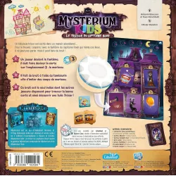 Verso de la boite du jeu Mysterium Kids Le Tresor du Capitaine Bouh illustrant les regles et le code barre EAN