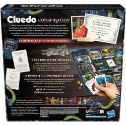 Verso de la boite du jeu Cluedo Conspiration Hasbro illustrant le concept et le code barre EAN