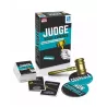 Vue d ensemble du marteau de juge des cartes d accusation et des billets du jeu Judge Your Friends