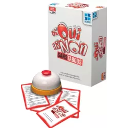 Vue d ensemble du plateau de jeu de la sonnette et des cartes du jeu Ni Oui Ni Non Sans Tabous