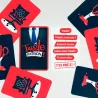 Gros plan sur les cartes de répliques et de réflexions hilarantes du jeu Taggle Patron