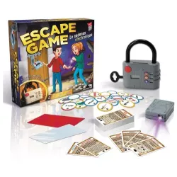 Vue d ensemble du matériel de jeu et des cartes d enigmes du jeu Escape Game Dujardin