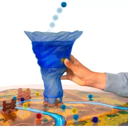 Gros plan sur le module motorise de la tornade et les pions du jeu Neuf Tornado Force IMC Toys