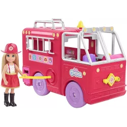 Vue d ensemble du camion de pompiers de Chelsea ouvert deployant l espace de jeu et les accessoires