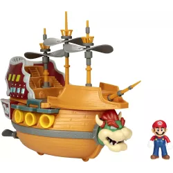 Vue d ensemble du Bateau Volant de Bowser Jakks Pacific avec hélices rotatives et canons